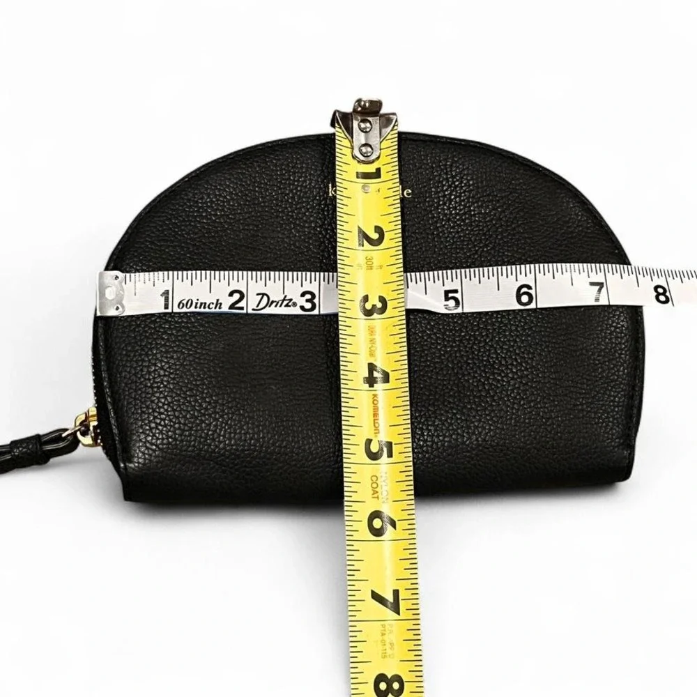 Kate Spade Black Pebbled Leather Zip Wristlet Wallet Purse w/ Strap